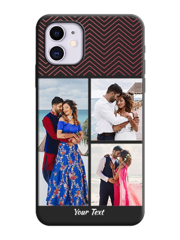 Custom Wave Pattern with 3 Image Holder on Space Black Custom Soft Matte Back Cover - iPhone 11