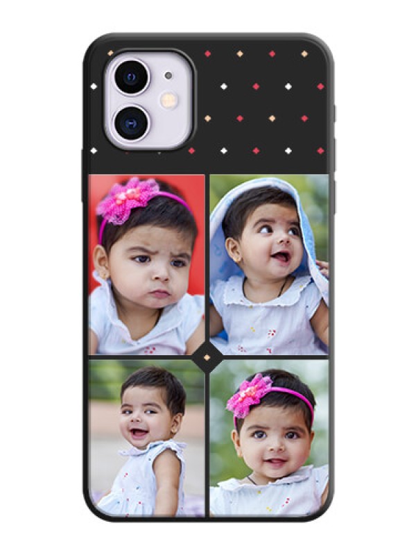 Custom Multicolor Dotted Pattern with 4 Image Holder on Space Black Custom Soft Matte Phone Cases - iPhone 11