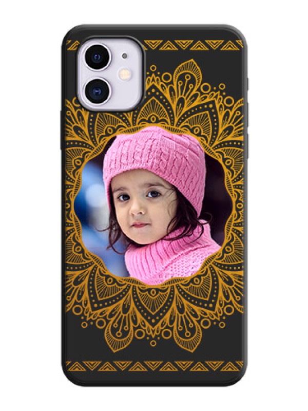 Custom Round Image with Floral Design - Photo on Space Black Soft Matte Mobile Cover - iPhone 11