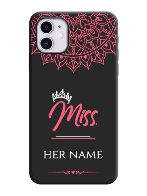 Custom Mrs Name with Floral Design on Space Black Personalized Soft Matte Phone Covers - iPhone 11