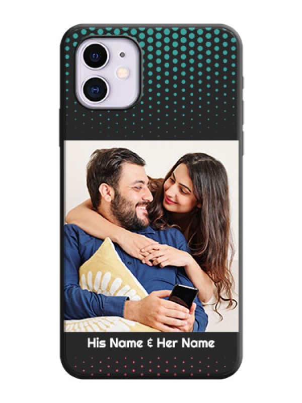 Custom Faded Dots with Grunge Photo Frame and Text on Space Black Custom Soft Matte Phone Cases - iPhone 11