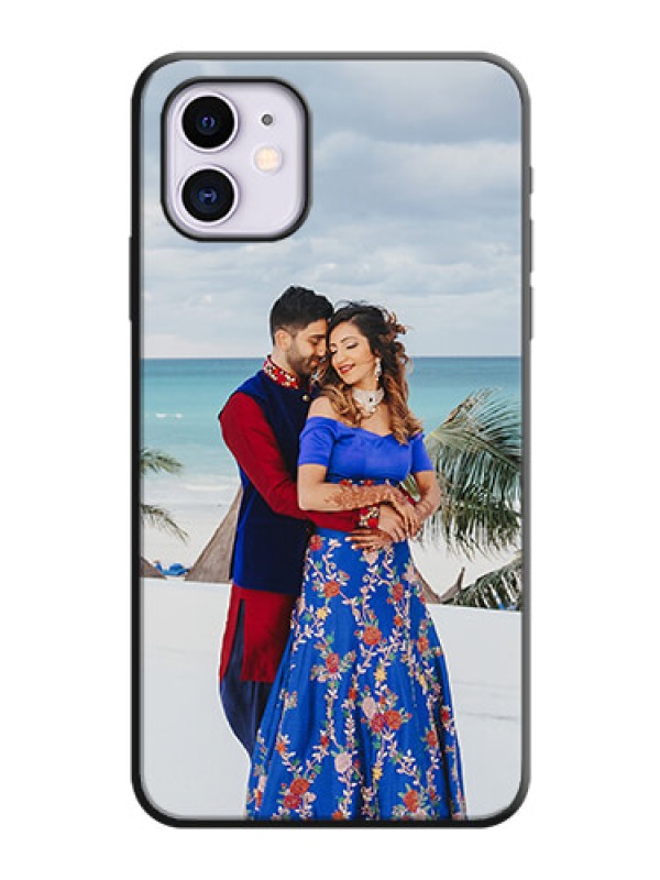 Custom Full Single Pic Upload On Space Black Personalized Soft Matte Phone Covers -Apple Iphone 11