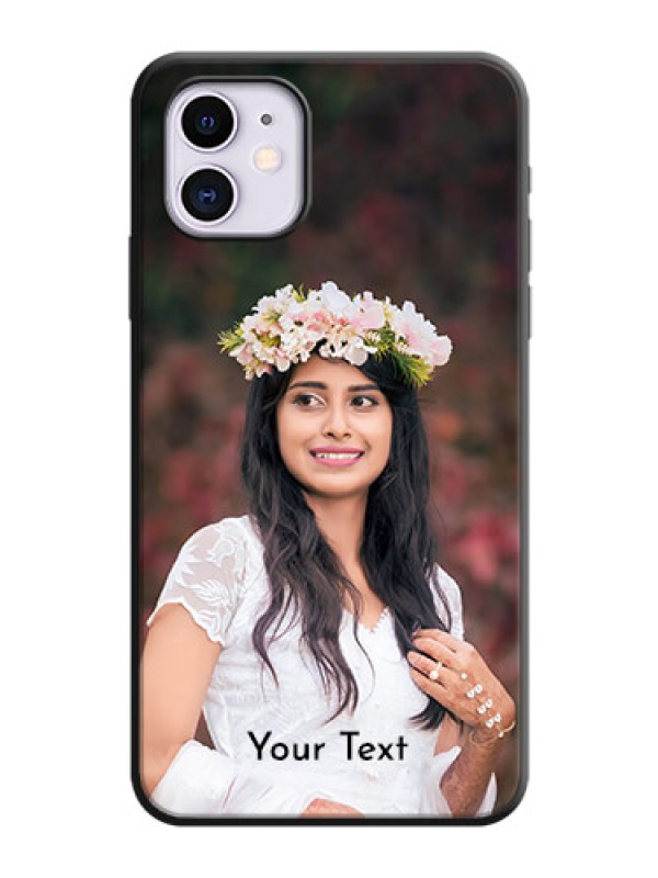 Custom Full Single Pic Upload With Text On Space Black Personalized Soft Matte Phone Covers -Apple Iphone 11