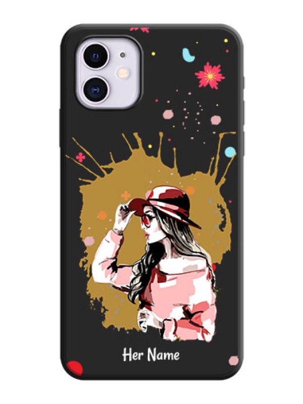 Custom Mordern Lady With Color Splash Background With Custom Text On Space Black Personalized Soft Matte Phone Covers -Apple Iphone 11