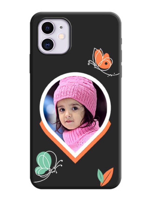 Custom Upload Pic With Simple Butterly Design On Space Black Personalized Soft Matte Phone Covers -Apple Iphone 11