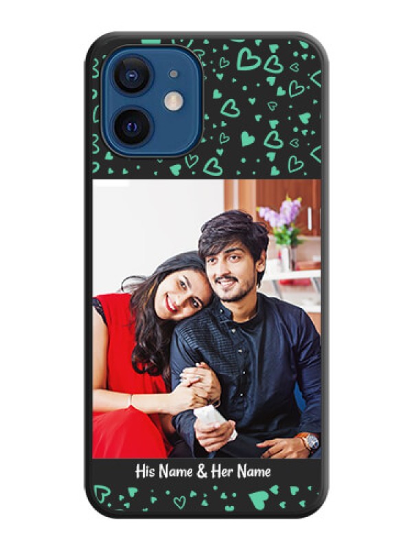 Custom Sea Green Indefinite Love Pattern on Photo on Space Black Soft Matte Mobile Cover - iPhone 12 Mini