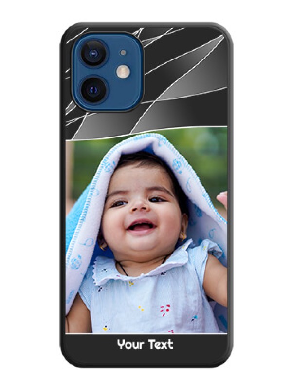 Custom Mixed Wave Lines on Photo on Space Black Soft Matte Mobile Cover - iPhone 12 Mini