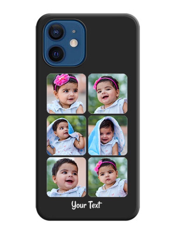 Custom Floral Art with 6 Image Holder on Photo on Space Black Soft Matte Mobile Case - iPhone 12 Mini