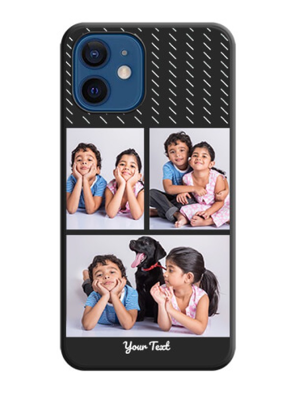 Custom Cross Dotted Pattern with 2 Image Holder  on Personalised Space Black Soft Matte Cases - iPhone 12 Mini