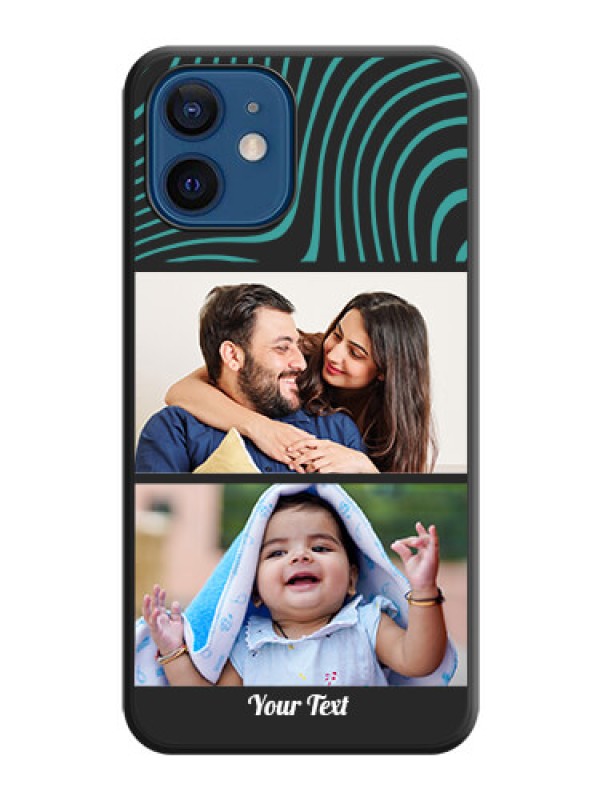 Custom Wave Pattern with 2 Image Holder on Space Black Personalized Soft Matte Phone Covers - iPhone 12 Mini