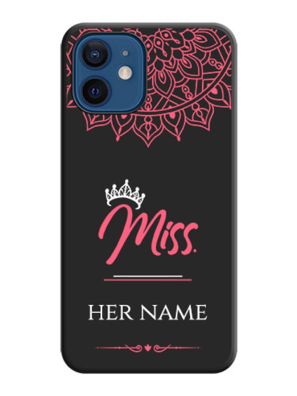 Custom Mrs Name with Floral Design on Space Black Personalized Soft Matte Phone Covers - iPhone 12 Mini