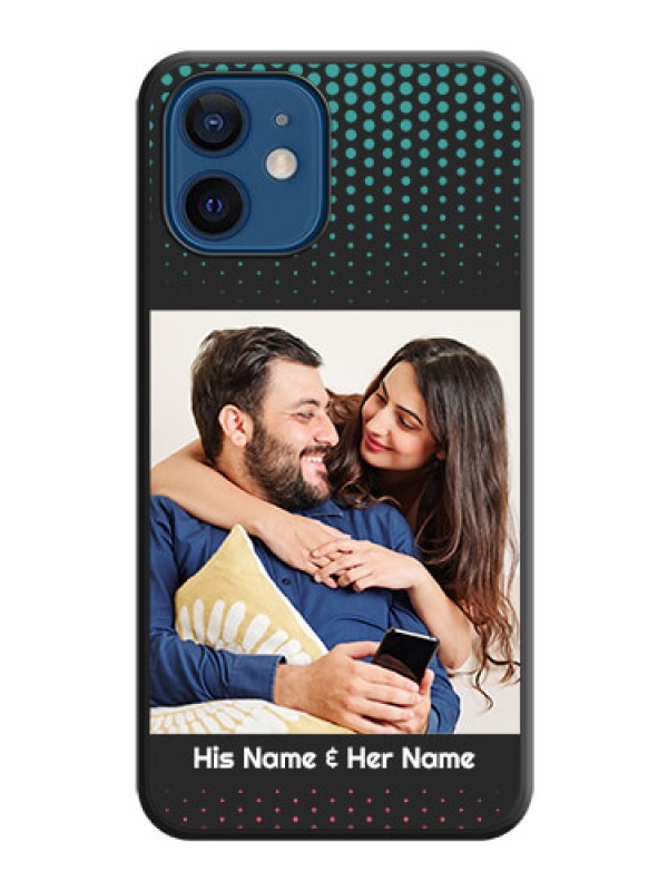 Custom Faded Dots with Grunge Photo Frame and Text on Space Black Custom Soft Matte Phone Cases - iPhone 12 Mini