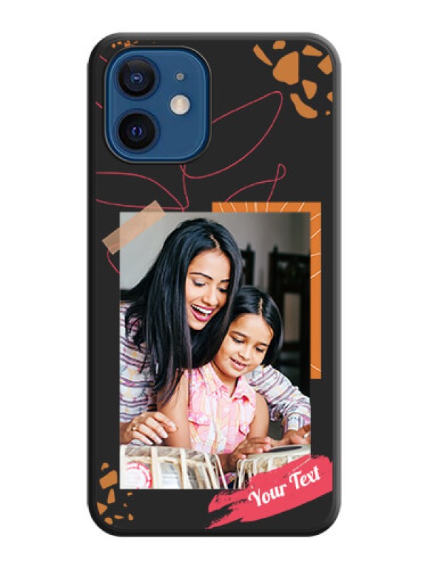 Custom Orange Photo Frame on Space Black Custom Soft Matte Phone Back Cover - iPhone 12 Mini