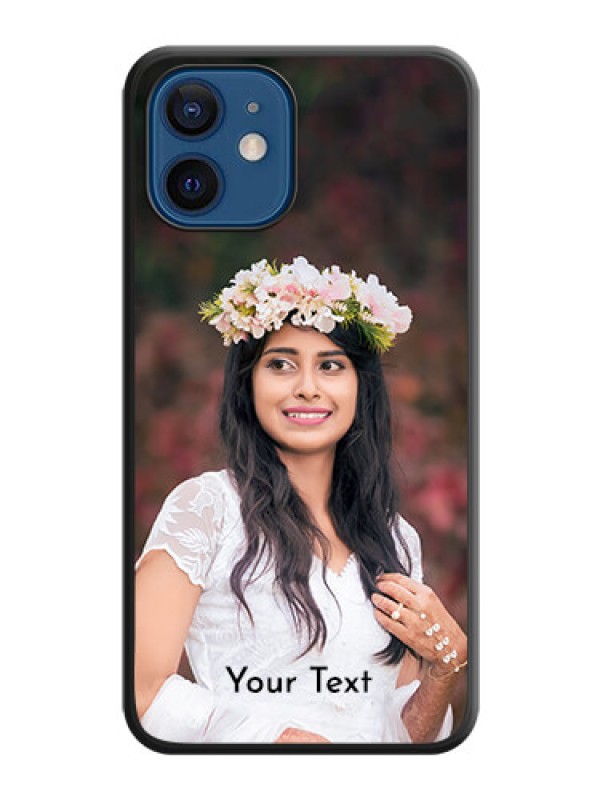 Custom Full Single Pic Upload With Text On Space Black Personalized Soft Matte Phone Covers -Apple Iphone 12 Mini