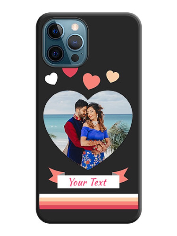 Custom Love Shaped Photo with Colorful Stripes on Personalised Space Black Soft Matte Cases - iPhone 12 Pro Max