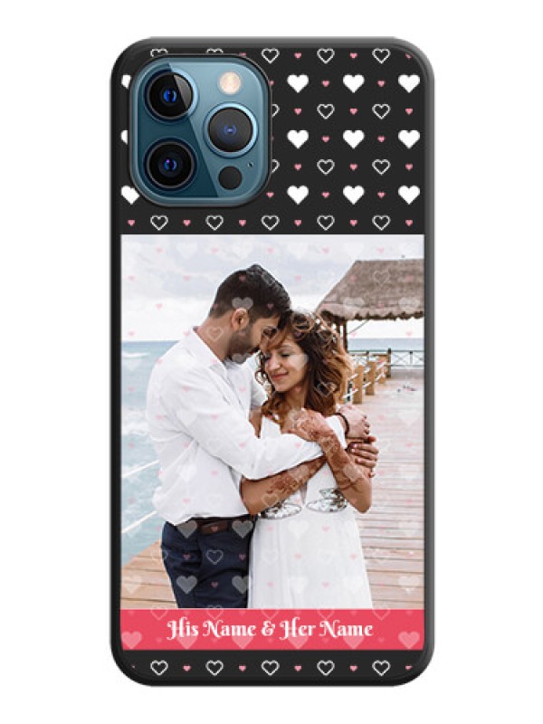 Custom White Color Love Symbols with Text Design on Photo on Space Black Soft Matte Phone Cover - iPhone 12 Pro Max