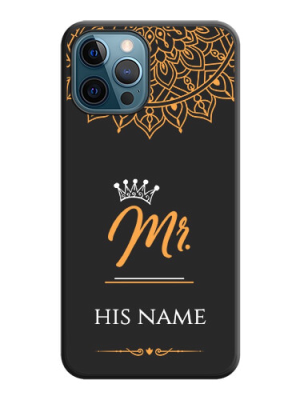 Custom Mr Name with Floral Design  on Personalised Space Black Soft Matte Cases - iPhone 12 Pro Max