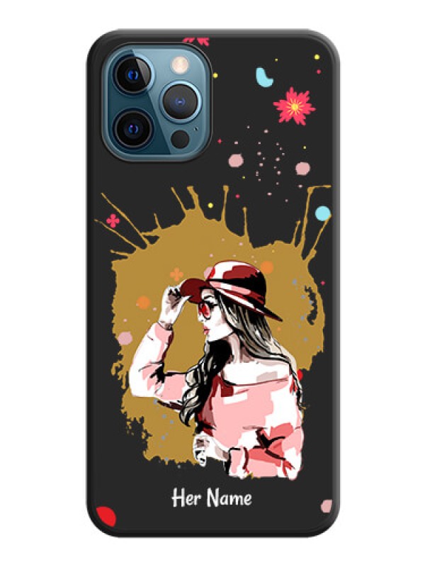 Custom Mordern Lady With Color Splash Background With Custom Text On Space Black Personalized Soft Matte Phone Covers -Apple Iphone 12 Pro Max