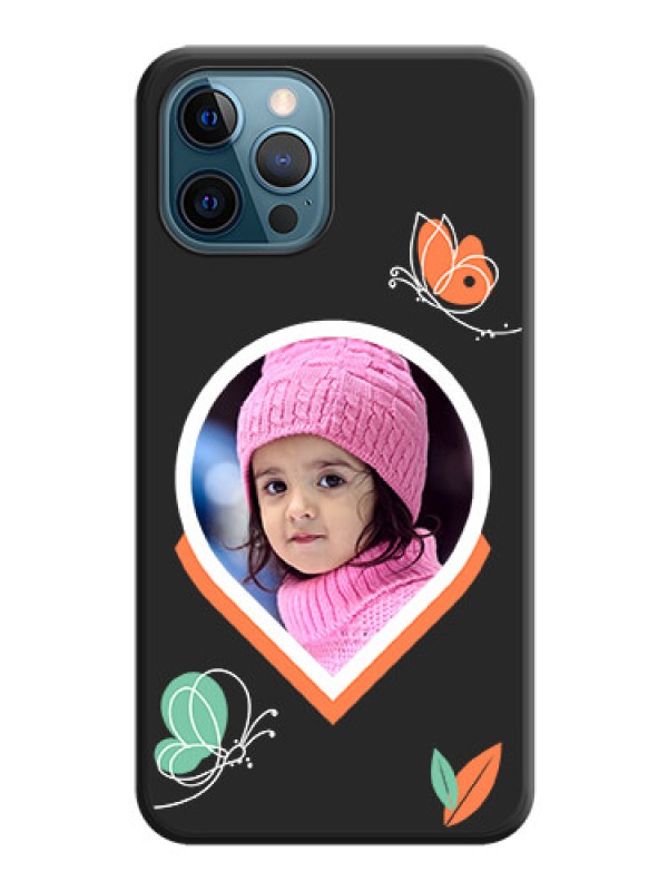 Custom Upload Pic With Simple Butterly Design On Space Black Personalized Soft Matte Phone Covers -Apple Iphone 12 Pro Max