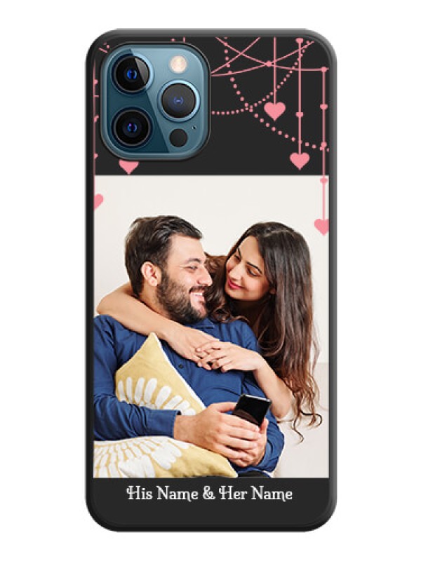 Custom Pink Love Hangings with Text on Space Black Custom Soft Matte Back Cover - iPhone 12 Pro