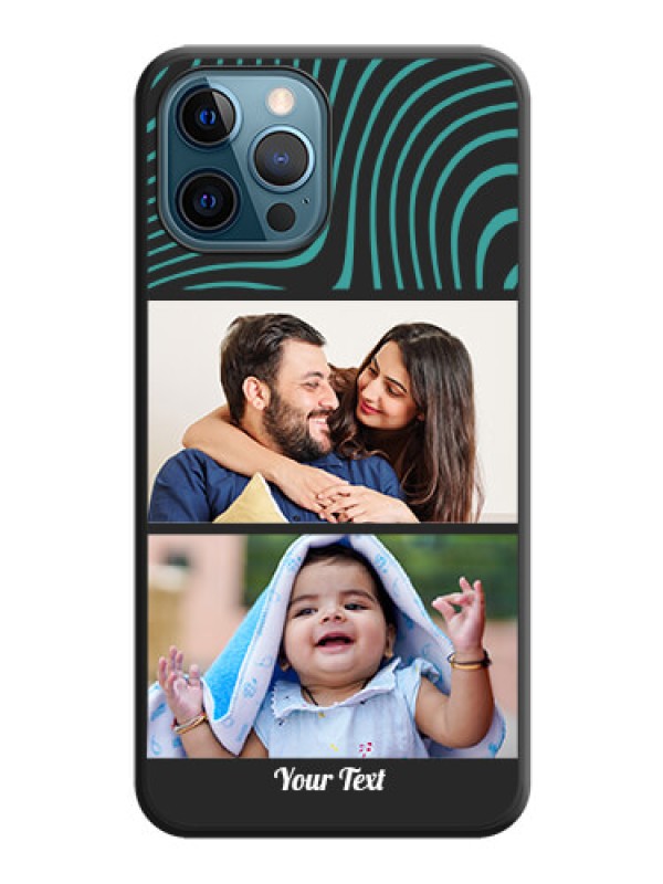 Custom Wave Pattern with 2 Image Holder on Space Black Personalized Soft Matte Phone Covers - iPhone 12 Pro