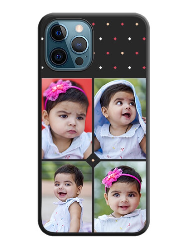 Custom Multicolor Dotted Pattern with 4 Image Holder on Space Black Custom Soft Matte Phone Cases - iPhone 12 Pro