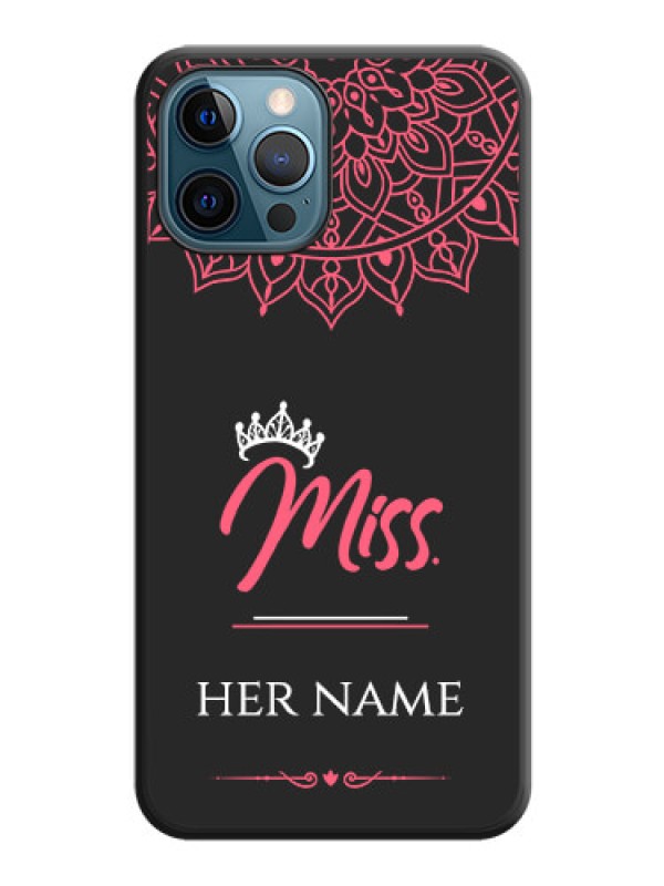 Custom Mrs Name with Floral Design on Space Black Personalized Soft Matte Phone Covers - iPhone 12 Pro