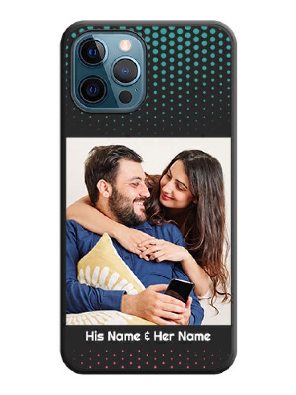 Custom Faded Dots with Grunge Photo Frame and Text on Space Black Custom Soft Matte Phone Cases - iPhone 12 Pro