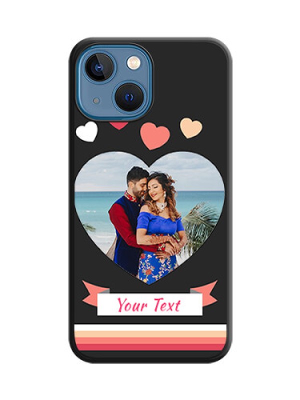 Custom Love Shaped Photo with Colorful Stripes on Personalised Space Black Soft Matte Cases - iPhone 13 Mini