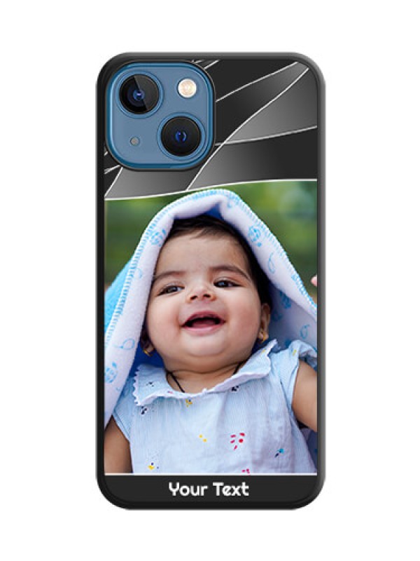 Custom Mixed Wave Lines on Photo on Space Black Soft Matte Mobile Cover - iPhone 13 Mini