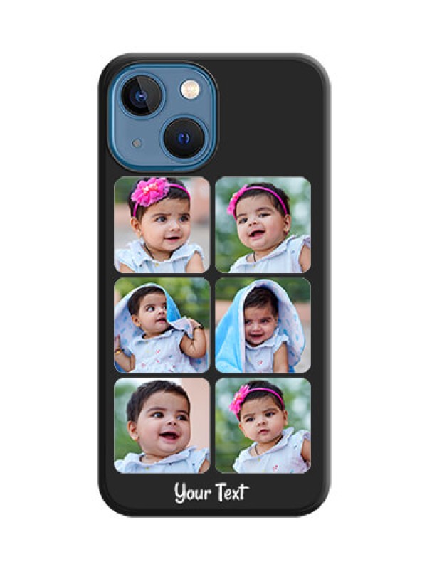 Custom Floral Art with 6 Image Holder on Photo on Space Black Soft Matte Mobile Case - iPhone 13 Mini