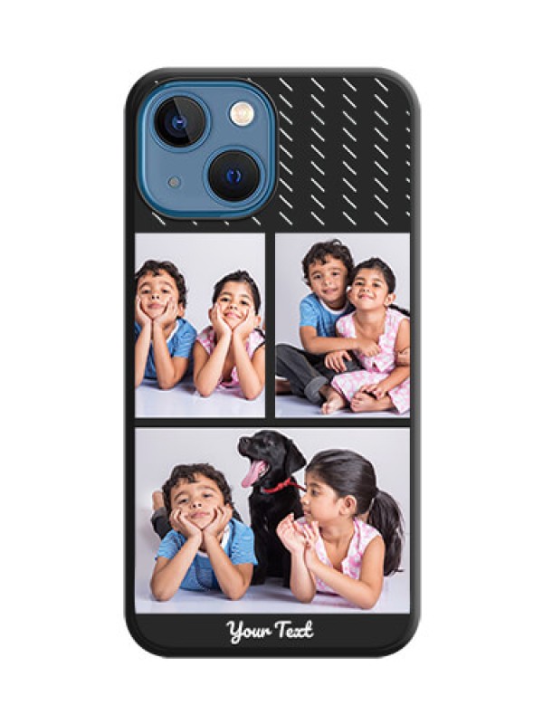 Custom Cross Dotted Pattern with 2 Image Holder on Personalised Space Black Soft Matte Cases - iPhone 13 Mini