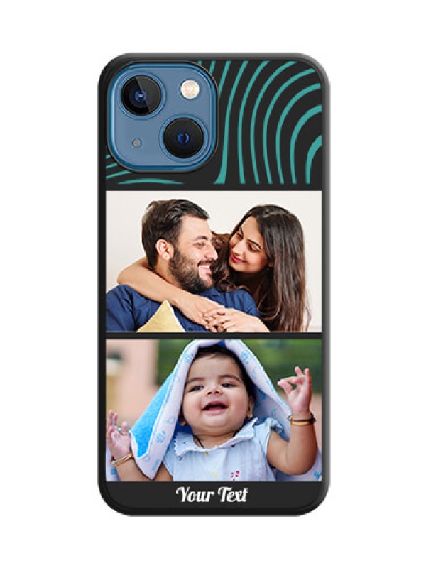 Custom Wave Pattern with 2 Image Holder on Space Black Personalized Soft Matte Phone Covers - iPhone 13 Mini
