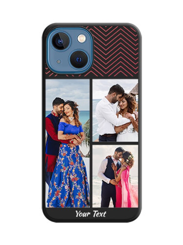 Custom Wave Pattern with 3 Image Holder on Space Black Custom Soft Matte Back Cover - iPhone 13 Mini