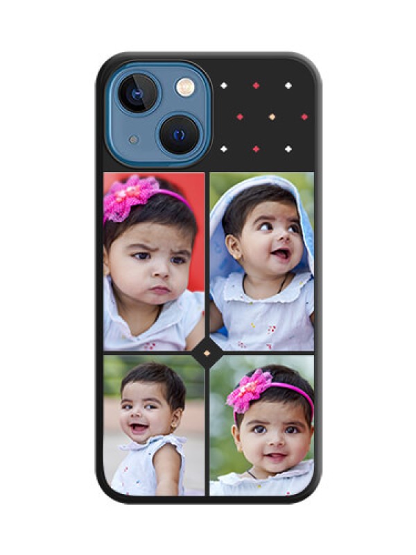 Custom Multicolor Dotted Pattern with 4 Image Holder on Space Black Custom Soft Matte Phone Cases - iPhone 13 Mini