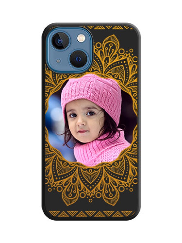 Custom Round Image with Floral Design on Photo on Space Black Soft Matte Mobile Cover - iPhone 13 Mini