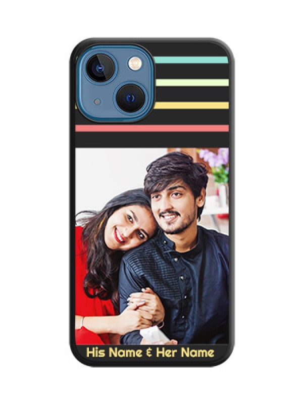 Custom Color Stripes with Photo and Text on Photo on Space Black Soft Matte Mobile Case - iPhone 13 Mini