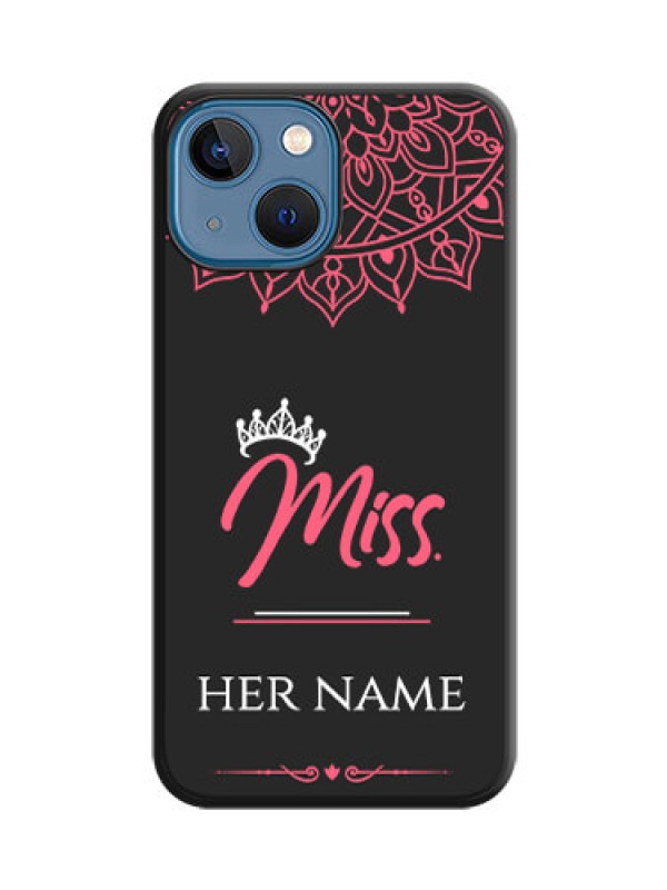 Custom Mrs Name with Floral Design on Space Black Personalized Soft Matte Phone Covers - iPhone 13 Mini