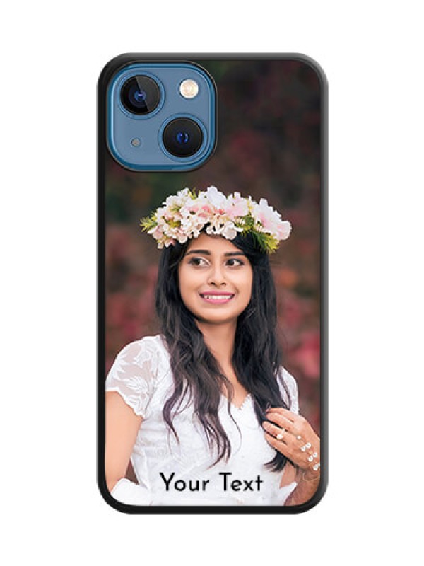 Custom Full Single Pic Upload With Text On Space Black Personalized Soft Matte Phone Covers -Apple Iphone 13 Mini