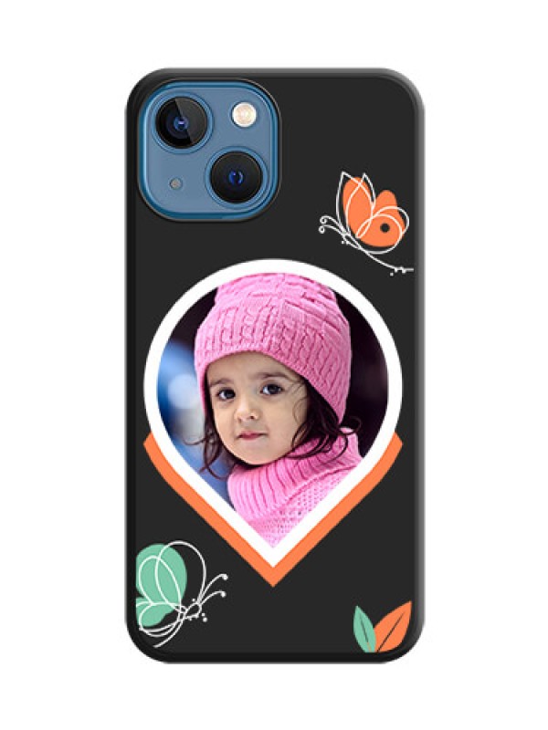 Custom Upload Pic With Simple Butterly Design On Space Black Personalized Soft Matte Phone Covers -Apple Iphone 13 Mini