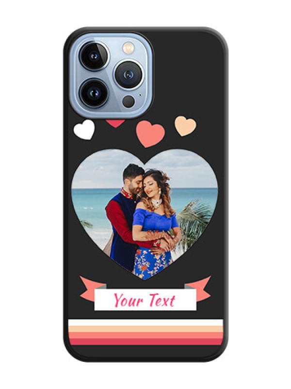 Custom Love Shaped Photo with Colorful Stripes on Personalised Space Black Soft Matte Cases - iPhone 13 Pro Max