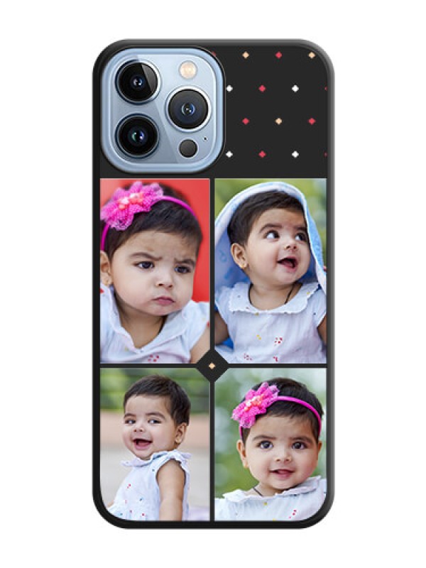 Custom Multicolor Dotted Pattern with 4 Image Holder on Space Black Custom Soft Matte Phone Cases - iPhone 13 Pro Max