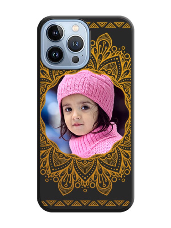 Custom Round Image with Floral Design on Photo on Space Black Soft Matte Mobile Cover - iPhone 13 Pro Max