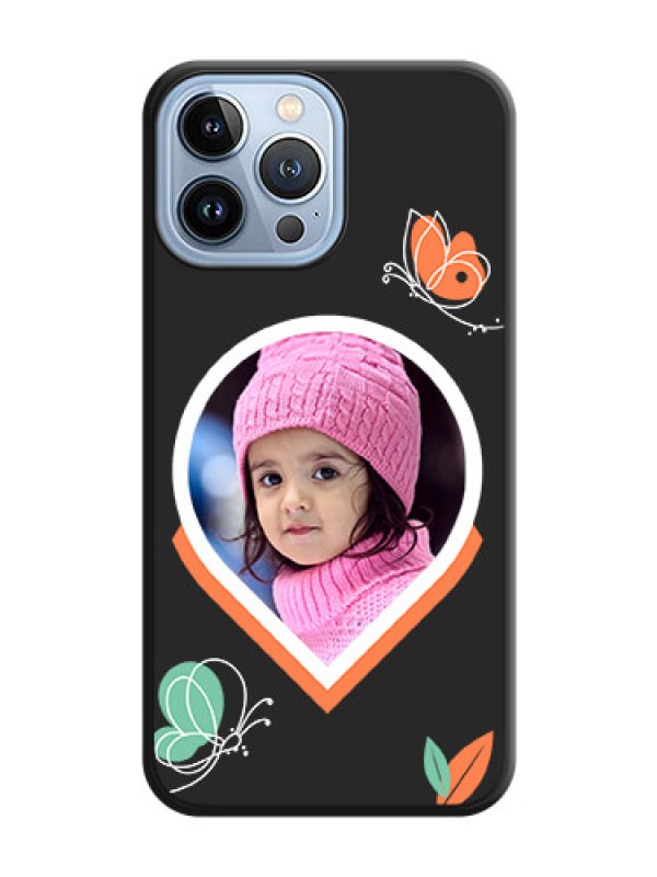 Custom Upload Pic With Simple Butterly Design On Space Black Personalized Soft Matte Phone Covers -Apple Iphone 13 Pro Max