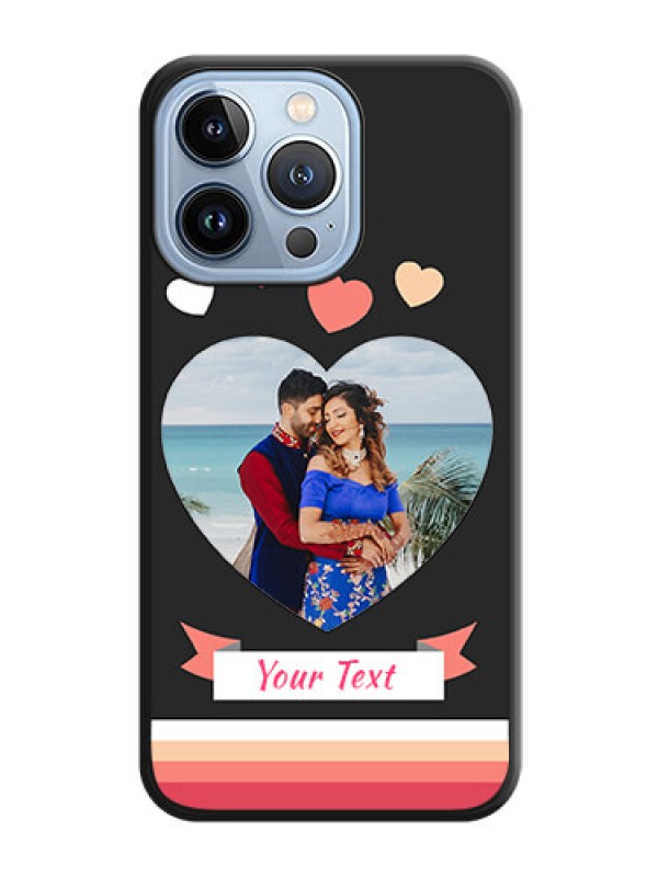 Custom Love Shaped Photo with Colorful Stripes on Personalised Space Black Soft Matte Cases - iPhone 13 Pro