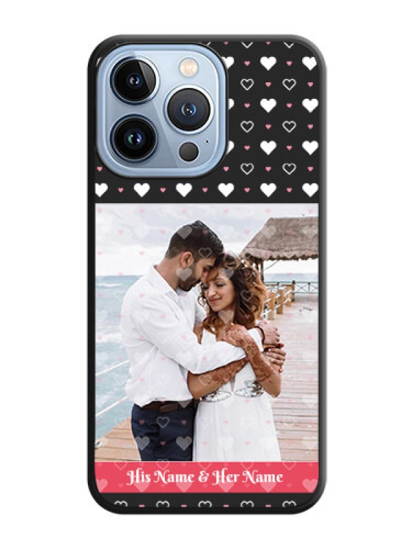 Custom White Color Love Symbols with Text Design on Photo on Space Black Soft Matte Phone Cover - iPhone 13 Pro
