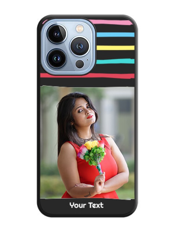 Custom Multicolor Lines with Image on Space Black Personalized Soft Matte Phone Covers - iPhone 13 Pro