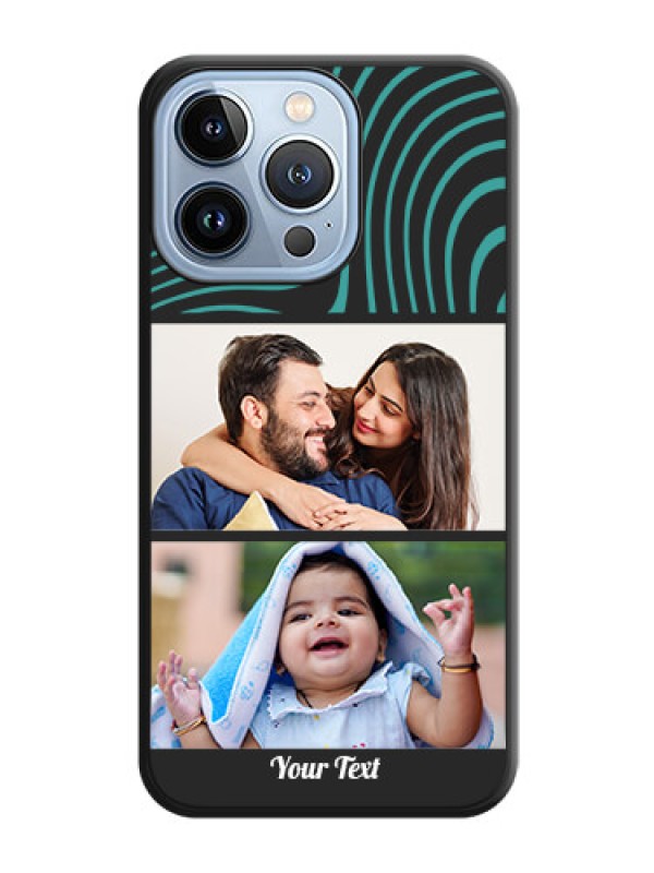 Custom Wave Pattern with 2 Image Holder on Space Black Personalized Soft Matte Phone Covers - iPhone 13 Pro