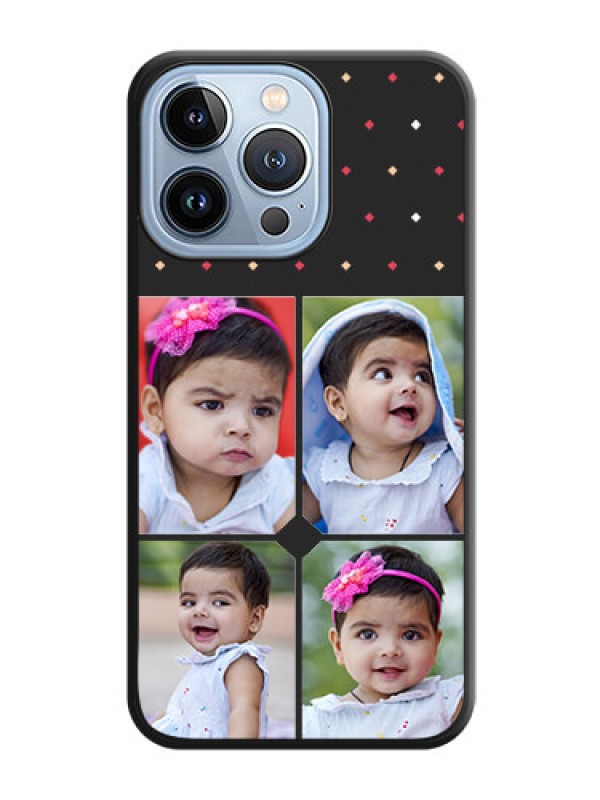 Custom Multicolor Dotted Pattern with 4 Image Holder on Space Black Custom Soft Matte Phone Cases - iPhone 13 Pro