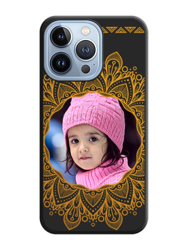 Custom Round Image with Floral Design on Photo on Space Black Soft Matte Mobile Cover - iPhone 13 Pro